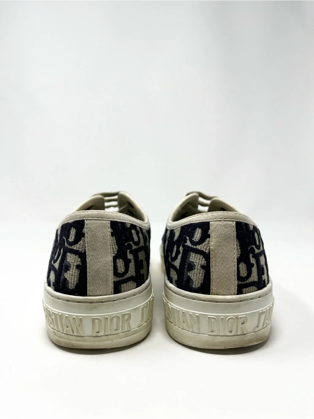 Christian Dior Walk N Dior Oblique Platform Sneakers Shoes Navy Blue White 37 7